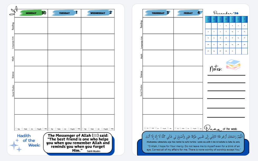 Students Academic Planner w/subjects 2026-2027 (Will ship in July)